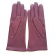 Gants en cuir d'agneau cassis et rose "COCCINELLE".