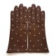 Leather gloves of lamb havana and beige "COCCINELLE"