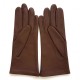 Leather gloves of lamb havana and beige "COCCINELLE"