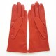 Gants en cuir d'agneau orange et améthyste "COCCINELLE".