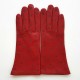 Gants en cuir d'agneau rouge et kaki "COCCINELLE".