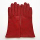 Leather gloves of lamb red and khaki "COCCINELLE"