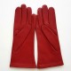 Leather gloves of lamb red and khaki "COCCINELLE"