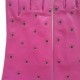 Gants en cuir d'agneau hot pink et noir "COCCINELLE".