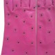 Leather gloves of lamb hot pink and black "COCCINELLE"