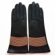 Gants en cuir d'agneau noir et argile "ATHENA".