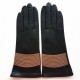 Leather gloves of lamb black and clay " ATHENA".