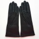 Gants en cuir d'agneau noir et argile "ATHENA".