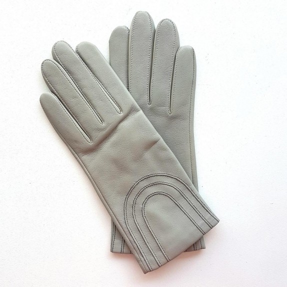 Leather gloves of lamb dove and charcoal "ADA".