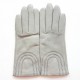 Leather gloves of lamb dove and charcoal "ADA".
