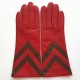 Gants en cuir d'agneau rouge et havane "SYBILLE".