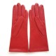 Gants en cuir d'agneau rouge et havane "SYBILLE".