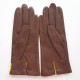 Leather Gloves of lamb havana and yellow "AGLAE"