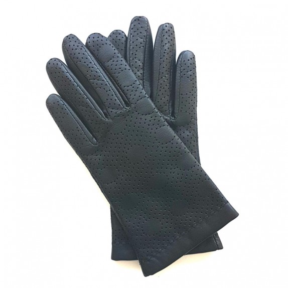 Gants en cuir d'agneau noir "LINA".