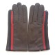 Gants en cuir d'agneau marron rouge noir "AKANO".