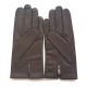 Gants en cuir d'agneau marron rouge noir "AKANO".