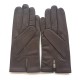 Leather gloves of lamb brown red black "AKANO".