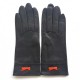 Leather gloves of lamb brown and orange "ANEMONE"