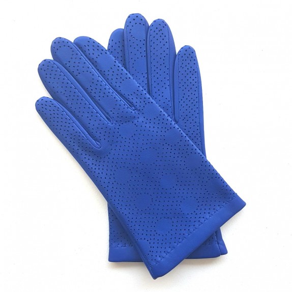 Gants en cuir d'agneau bleu "LINA".