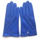 Leather gloves of lamb blue "LINA".