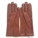 Gants en cuir d'agneau cognac foncé "CAPUCINE".