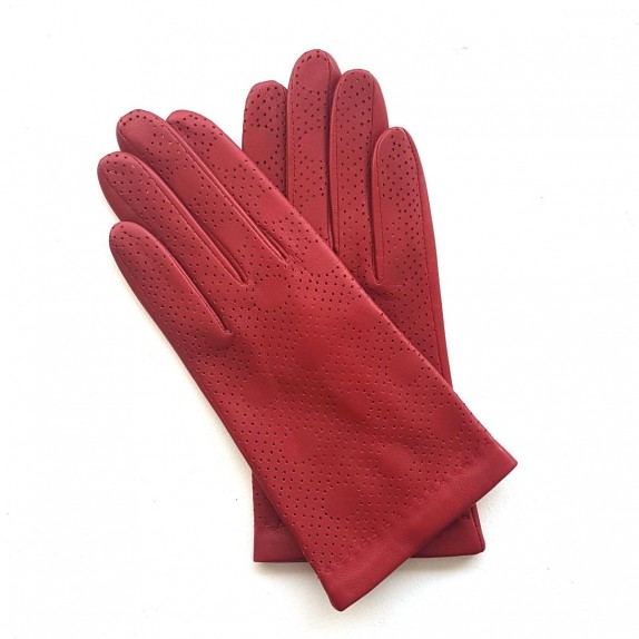 Leather gloves of lamb red "LINA".