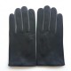 Leather gloves of lamb black and grey "TWIN H"