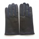 Gants en cuir d'agneau marron et prune "TWIN H".