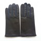 Leather gloves of lamb brown and damson "TWIN H"