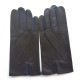 Gants en cuir d'agneau marron et prune "TWIN H".