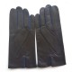 Leather gloves of lamb brown and damson "TWIN H"