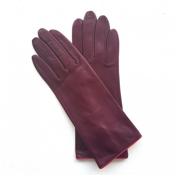 Leather gloves of lamb cassis and orchid "JACINTHE"