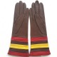 Gants en cuir d'agneau havane jaune et rouge "DONILLE".