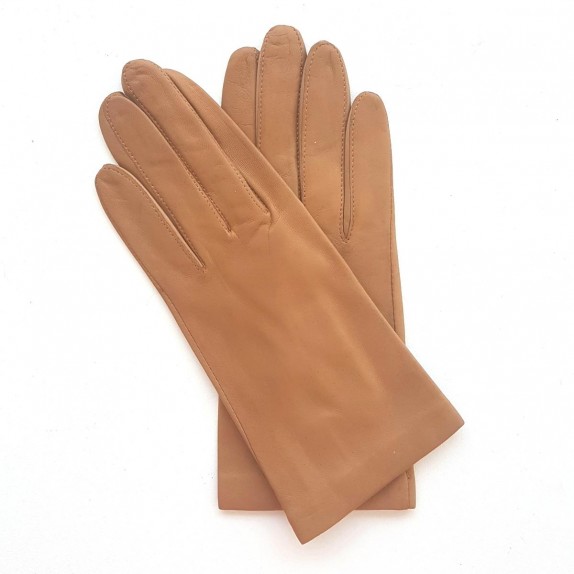 Leather gloves of lamb amber honey "CAPUCINE".