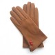 Leather gloves of lamb biscuit and red "CLEMENTINE"