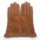Leather gloves of lamb biscuit and red "CLEMENTINE"