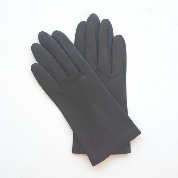 Gants en cuir d'agneau ébène "CAPUCINE".