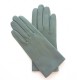 Leather gloves of lamb celadon "CAPUCINE"