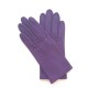 Gants en cuir d'agneau aubergine "CAPUCINE".