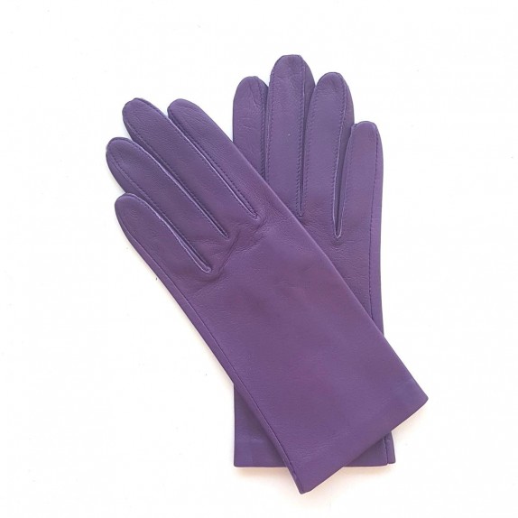 Gants en cuir d'agneau aubergine "CAPUCINE".