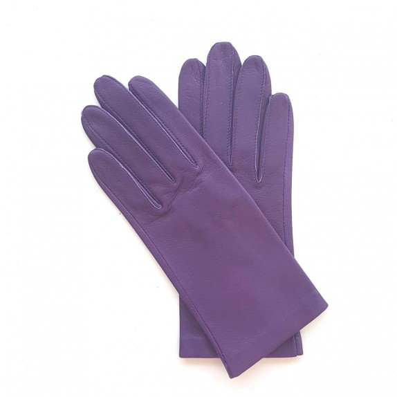 Leather gloves of lamb eggplant "CAPUCINE".