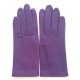 Gants en cuir d'agneau aubergine "CAPUCINE".