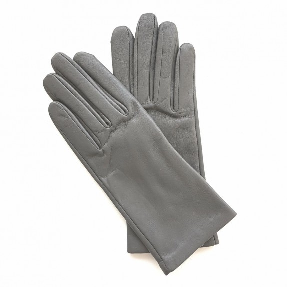 Leather gloves of lamb grey "CAPUCINE".