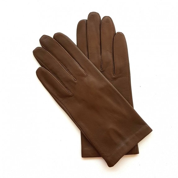 Leather gloves of lamb pecan "CAPUCINE"