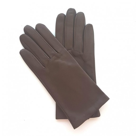 Gants en cuir d'agneau chocolat foncé "CAPUCINE".