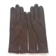 Leather gloves of lamb dark chocolate "CAPUCINE"