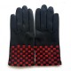 Gants en cuir d'agneau noir et rouge "LEOPOLD".