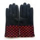 Leather gloves of lamb black and red "LEOPOLD".
