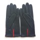 Gants en cuir d'agneau noir et rouge "LEOPOLD".