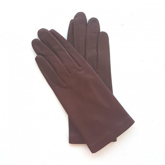 Leather gloves of lamb chocolate "CAPUCINE"